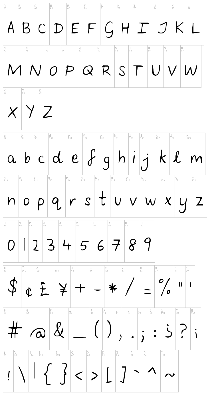 Follow You Into the World font map